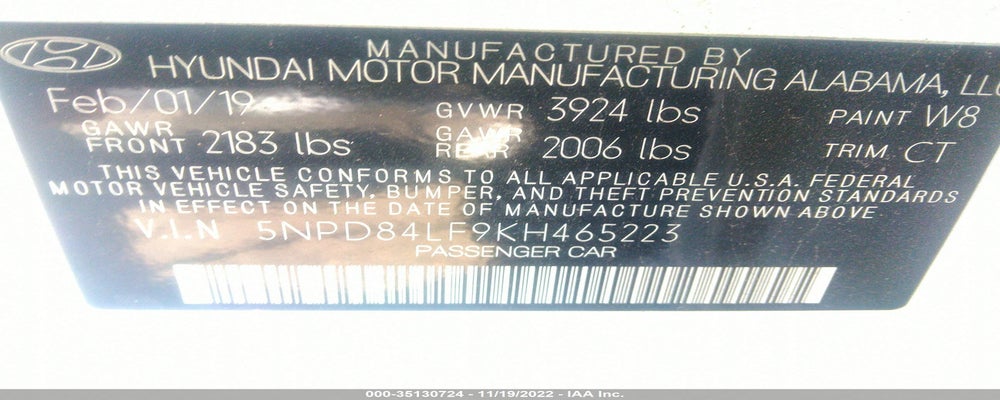 5NPD84LF9KH465223 2019 HYUNDAI ELANTRA photo no. 9