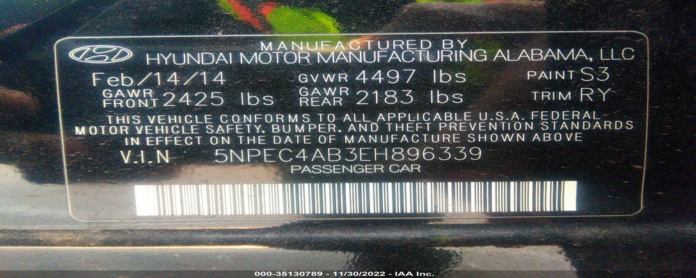 5NPEC4AB3EH896339 2014 HYUNDAI SONATA photo no. 9