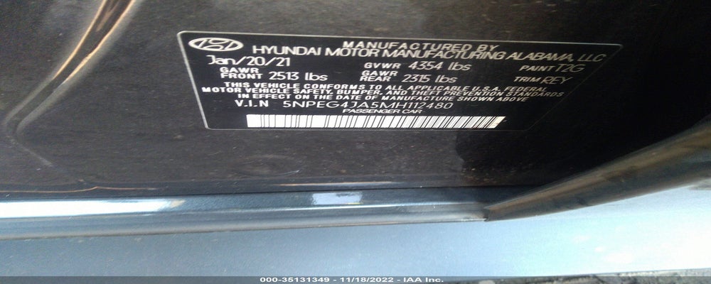 5NPEG4JA5MH112480 2021 HYUNDAI SONATA photo no. 9