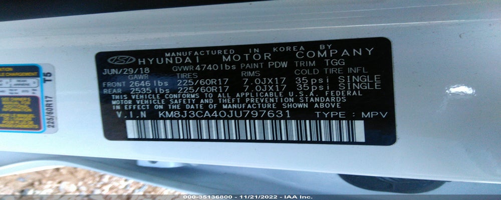 KM8J3CA40JU797631 2018 HYUNDAI TUCSON photo no. 9