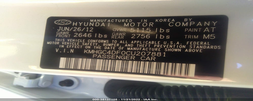 KMHGC4DF0CU207881 2012 HYUNDAI GENESIS photo no. 9
