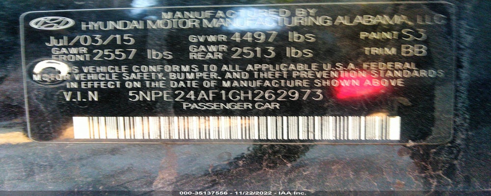5NPE24AF1GH262973 2016 HYUNDAI SONATA photo no. 9