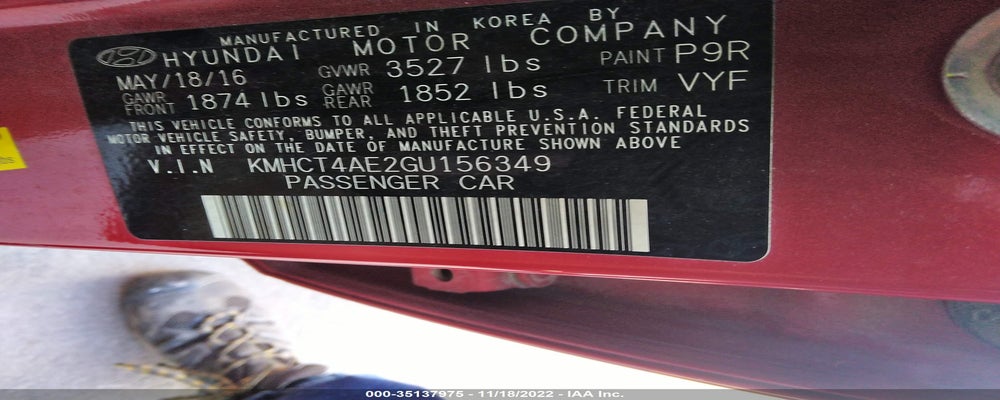 KMHCT4AE2GU156349 2016 HYUNDAI ACCENT photo no. 9