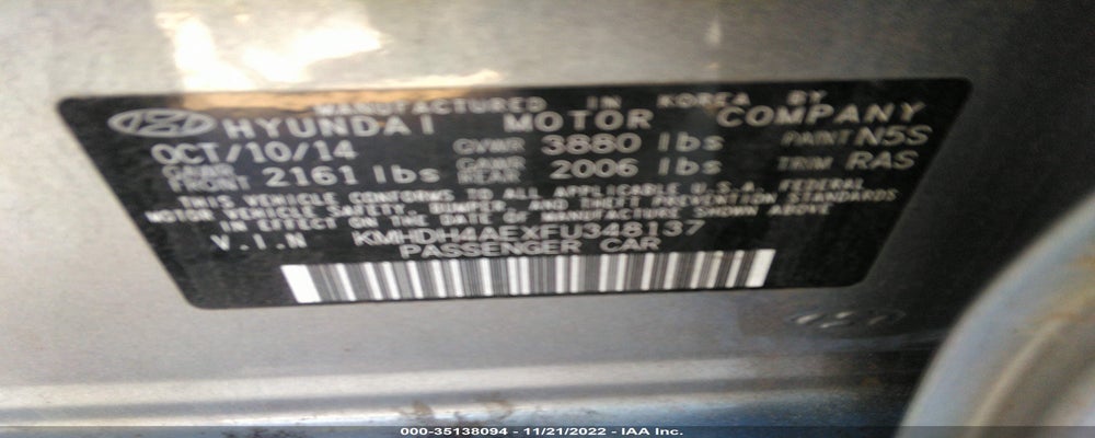 KMHDH4AEXFU348137 2015 HYUNDAI ELANTRA photo no. 9