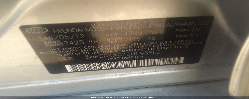 5NPEC4AC4DH596882 2013 HYUNDAI SONATA photo no. 9