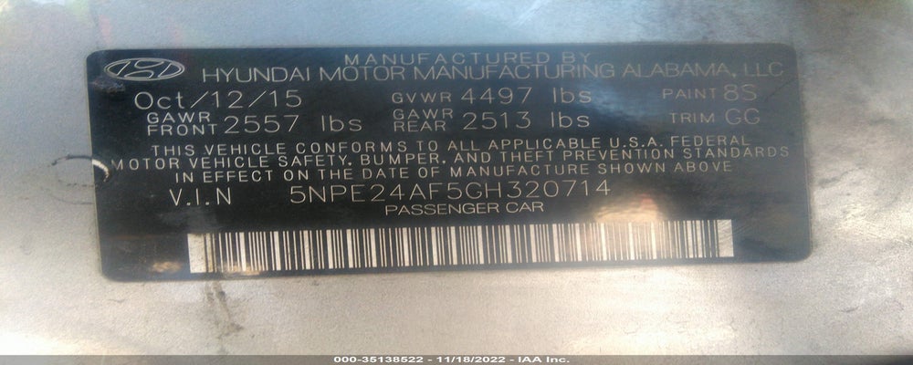 5NPE24AF5GH320714 2016 HYUNDAI SONATA photo no. 9
