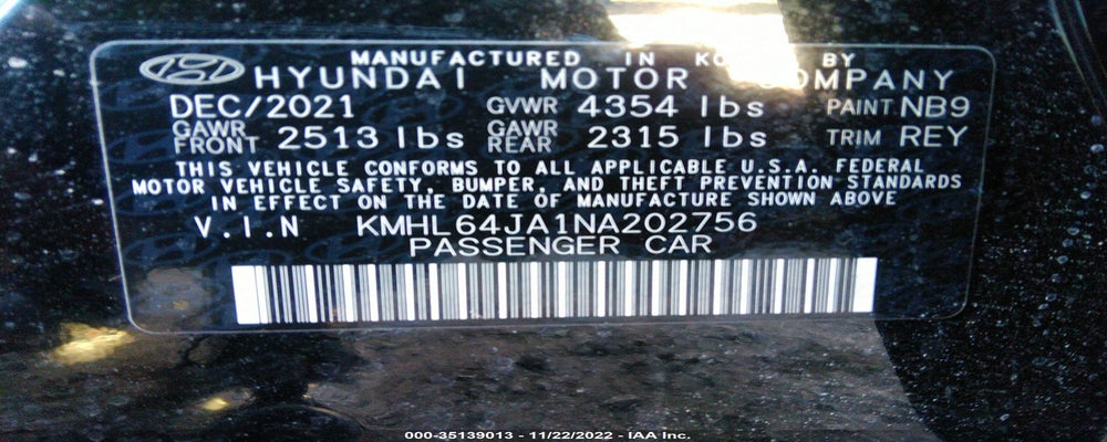 KMHL64JA1NA202756 2022 HYUNDAI SONATA photo no. 9