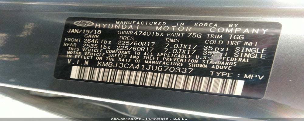 KM8J3CA41JU670337 2018 HYUNDAI TUCSON photo no. 9