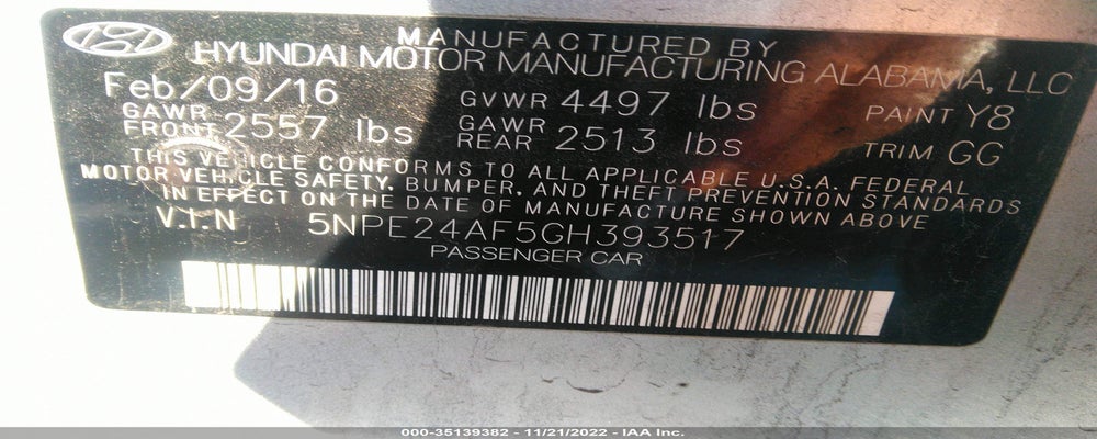 5NPE24AF5GH393517 2016 HYUNDAI SONATA photo no. 9
