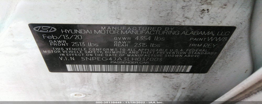 5NPEG4JA3LH037003 2020 HYUNDAI SONATA photo no. 9