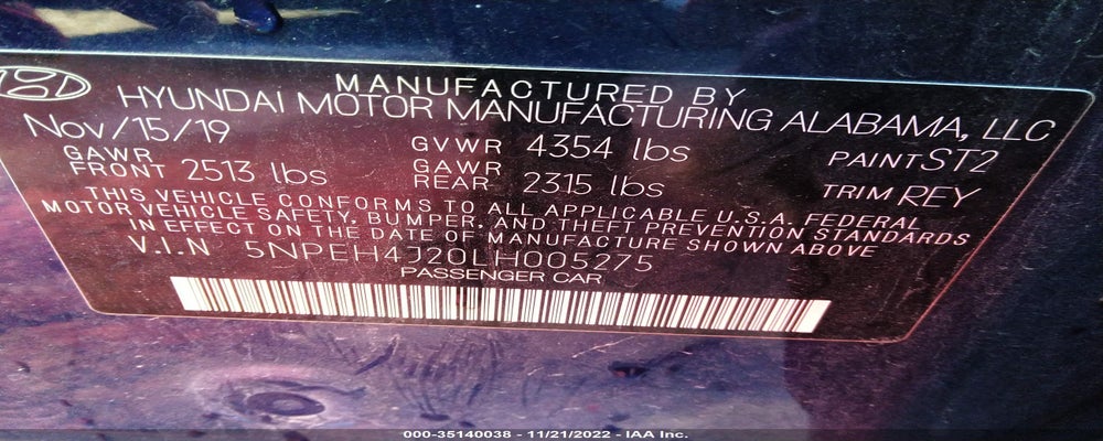 5NPEH4J20LH005275 2020 HYUNDAI SONATA photo no. 9