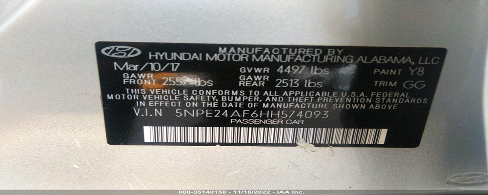 5NPE24AF6HH574093 2017 HYUNDAI SONATA photo no. 9