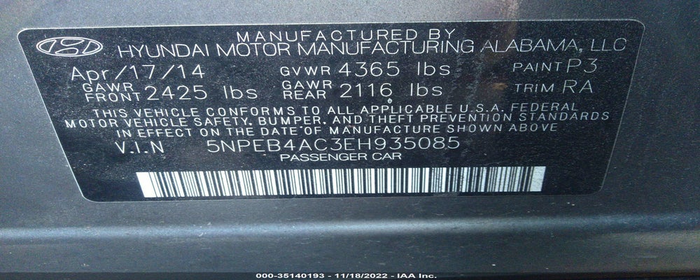 5NPEB4AC3EH935085 2014 HYUNDAI SONATA photo no. 9