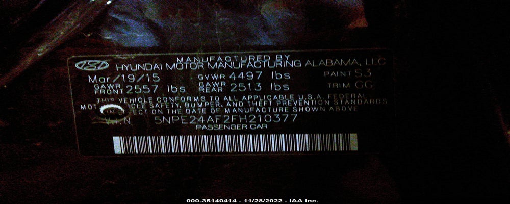 5NPE24AF2FH210377 2015 HYUNDAI SONATA photo no. 9