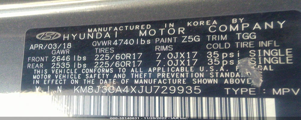 KM8J3CA4XJU729935 2018 HYUNDAI TUCSON photo no. 9
