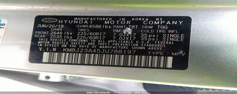 KM8J23A45JU788197 2018 HYUNDAI TUCSON photo no. 9
