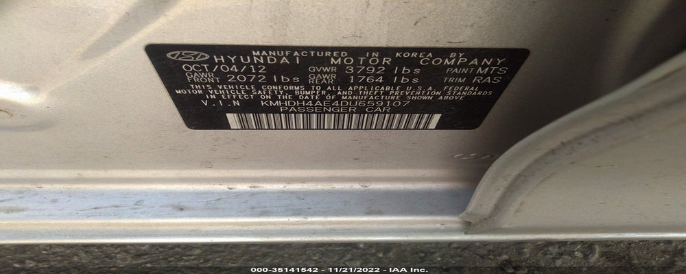 KMHDH4AE4DU659107 2013 HYUNDAI ELANTRA photo no. 9