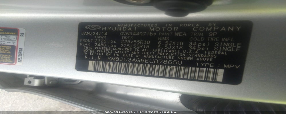 KM8JU3AG8EU878650 2014 HYUNDAI TUCSON photo no. 9