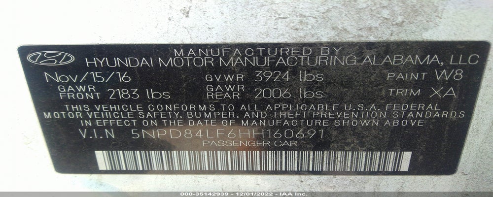 5NPD84LF6HH160691 2017 HYUNDAI ELANTRA photo no. 9