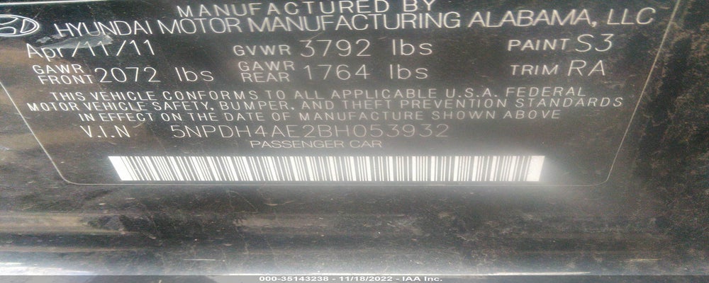 5NPDH4AE2BH053932 2011 HYUNDAI ELANTRA photo no. 9