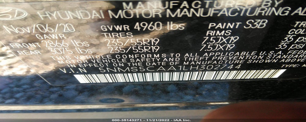 5NMS5CAA1LH302744 2020 HYUNDAI SANTA FE photo no. 9