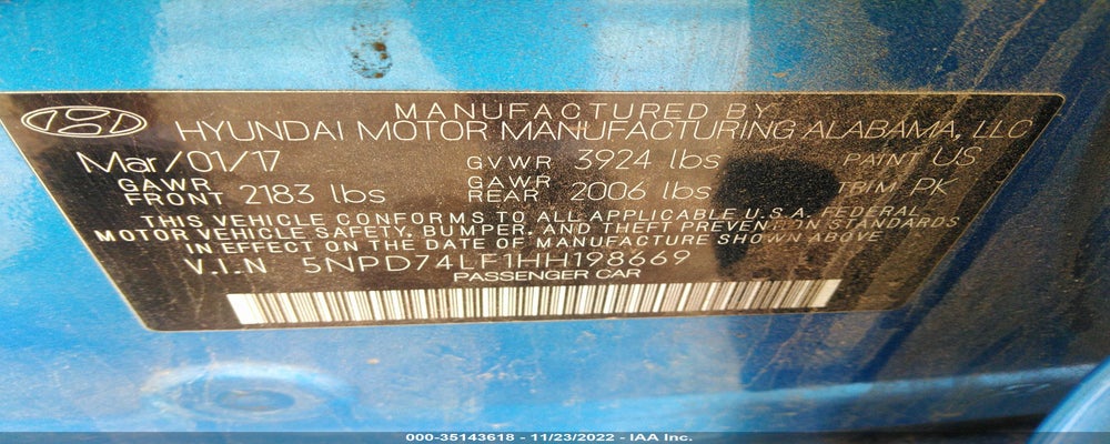 5NPD74LF1HH198669 2017 HYUNDAI ELANTRA photo no. 9