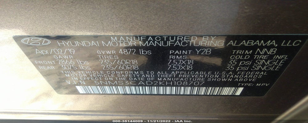 5NMS3CAD2KH108707 2019 HYUNDAI SANTA FE photo no. 9