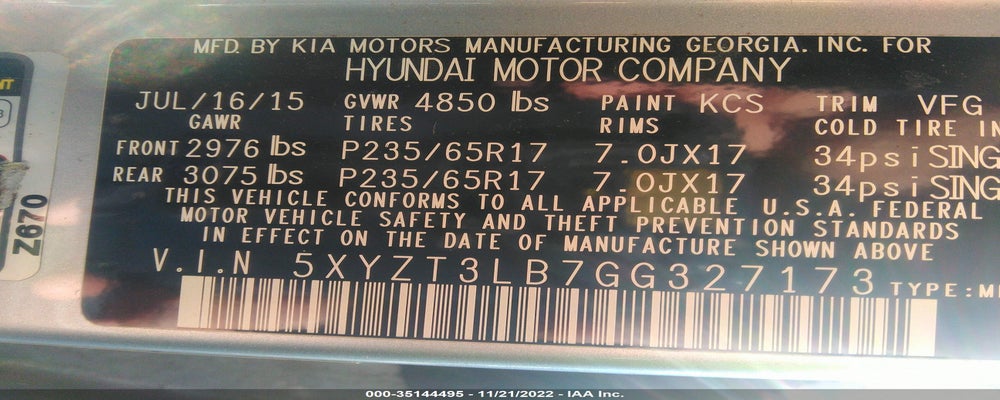 5XYZT3LB7GG327173 2016 HYUNDAI SANTA FE SPORT photo no. 9
