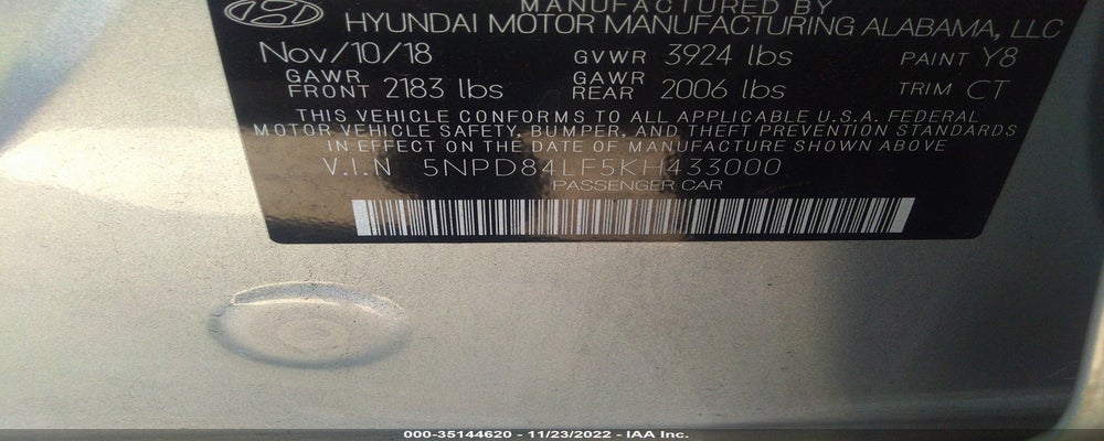 5NPD84LF5KH433000 2019 HYUNDAI ELANTRA photo no. 9