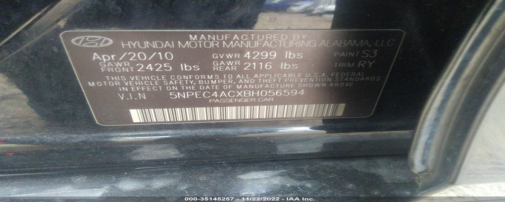 5NPEC4ACXBH056594 2011 HYUNDAI SONATA photo no. 9