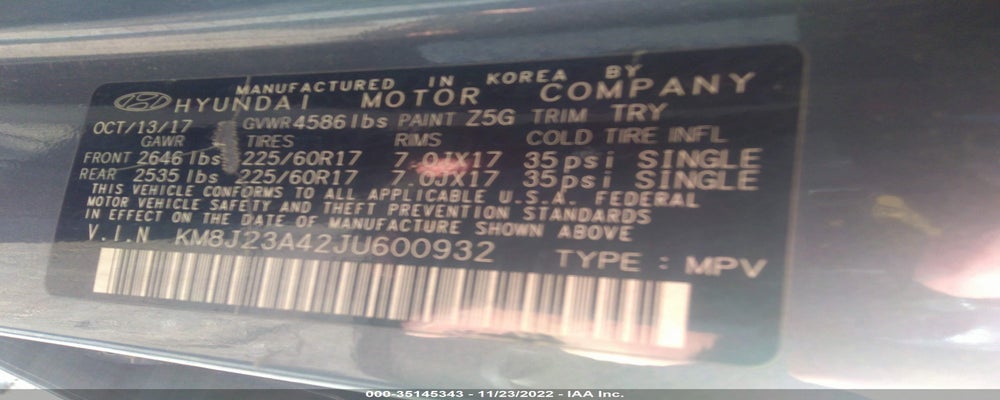 KM8J23A42JU600932 2018 HYUNDAI TUCSON photo no. 9
