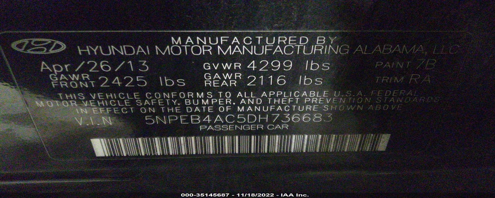 5NPEB4AC5DH736683 2013 HYUNDAI SONATA photo no. 9