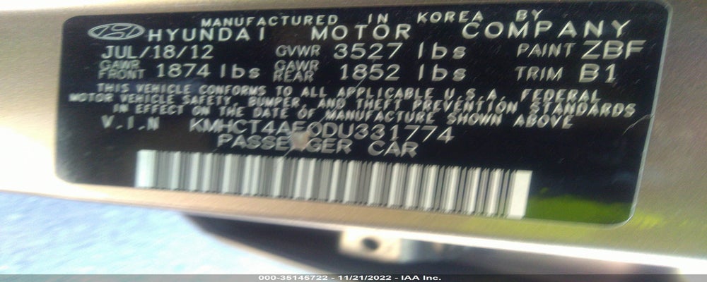 KMHCT4AE0DU331774 2013 HYUNDAI ACCENT photo no. 9