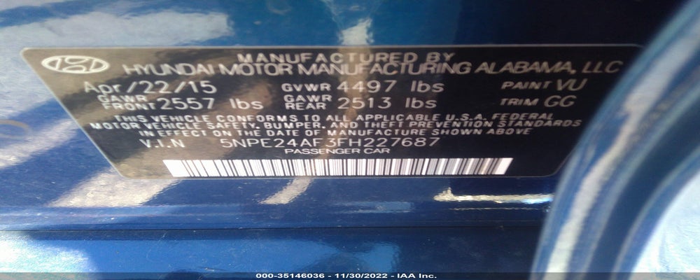 5NPE24AF3FH227687 2015 HYUNDAI SONATA photo no. 9