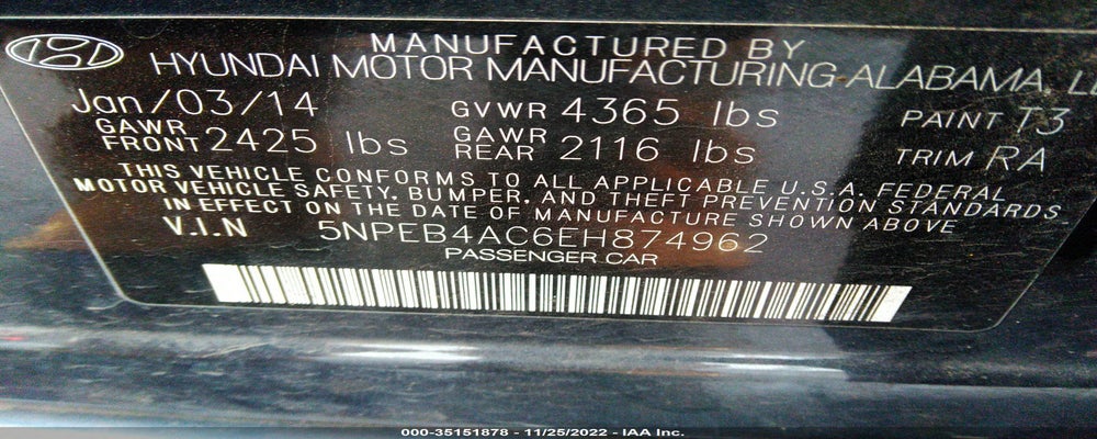 5NPEB4AC6EH874962 2014 HYUNDAI SONATA photo no. 9