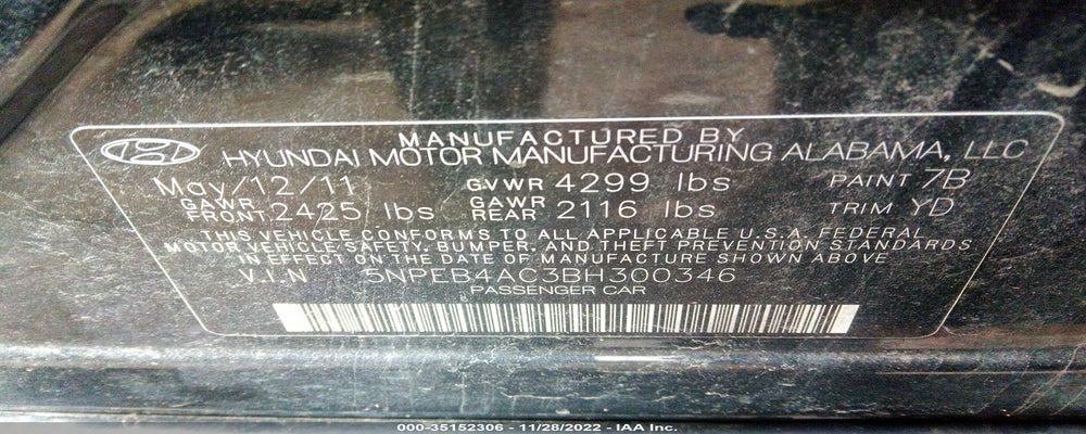 5NPEB4AC3BH300346 2011 HYUNDAI SONATA photo no. 9
