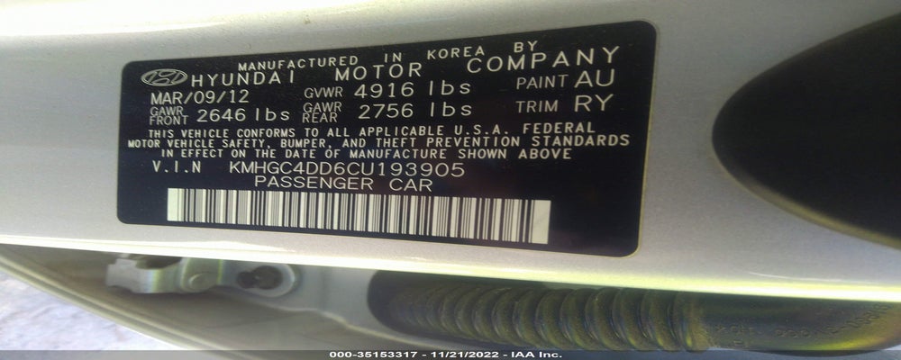 KMHGC4DD6CU193905 2012 HYUNDAI GENESIS photo no. 9