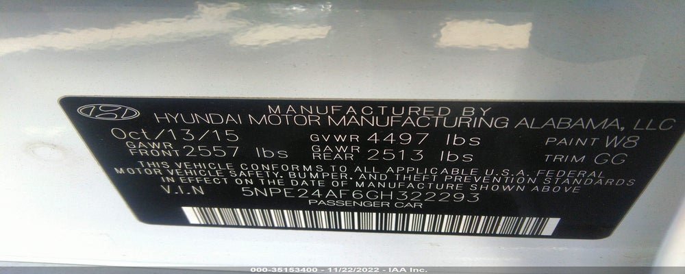 5NPE24AF6GH322293 2016 HYUNDAI SONATA photo no. 9