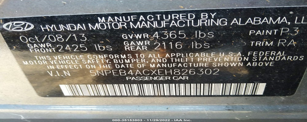 5NPEB4ACXEH826302 2014 HYUNDAI SONATA photo no. 9