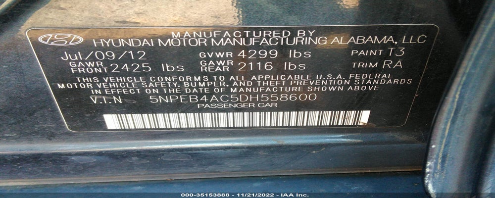 5NPEB4AC5DH558600 2013 HYUNDAI SONATA photo no. 9