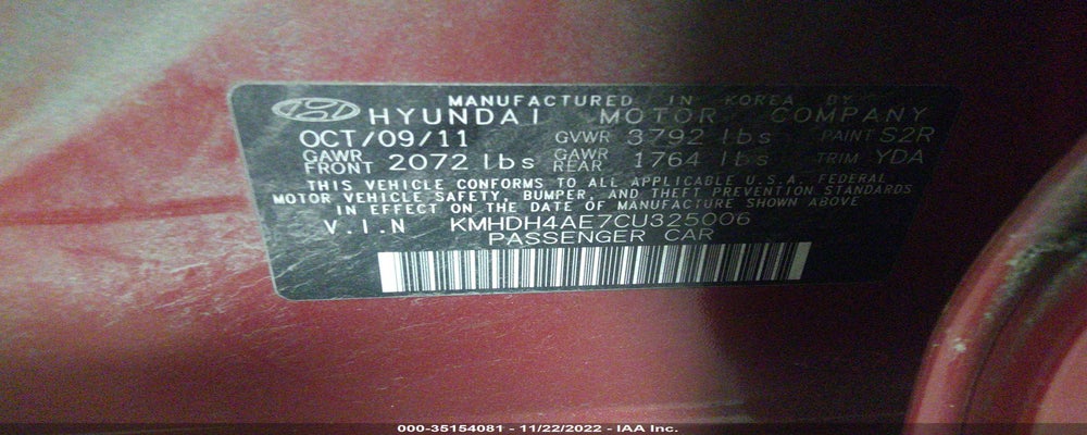 KMHDH4AE7CU325006 2012 HYUNDAI ELANTRA photo no. 9