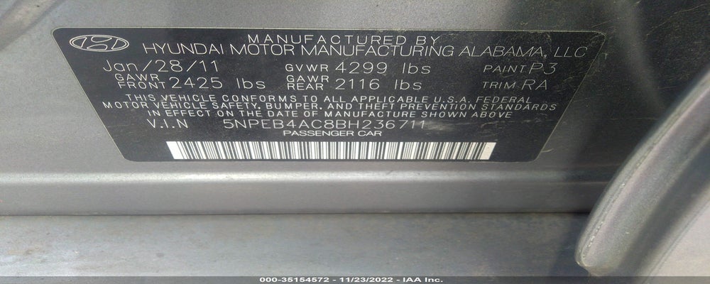 5NPEB4AC8BH236711 2011 HYUNDAI SONATA photo no. 9