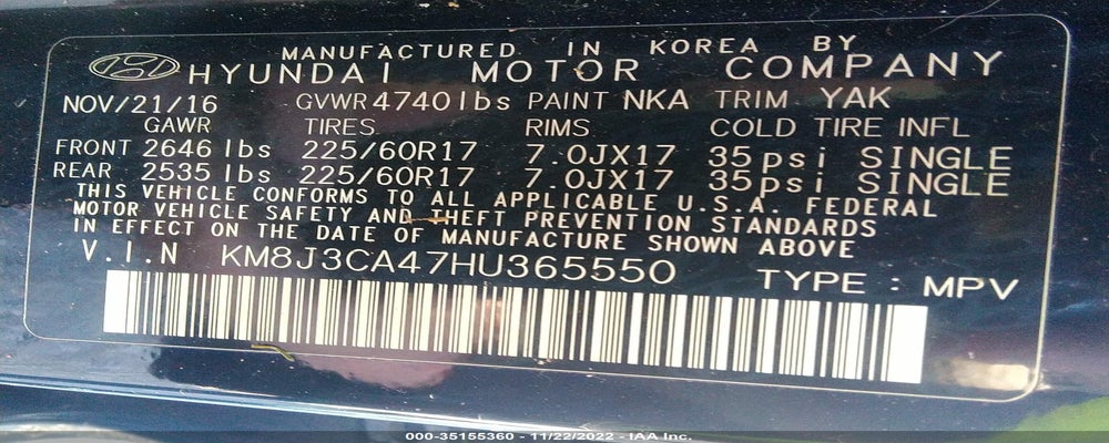 KM8J3CA47HU365550 2017 HYUNDAI TUCSON photo no. 9