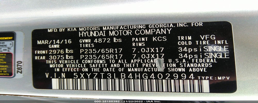 5XYZT3LB4HG402994 2017 HYUNDAI SANTA FE SPORT photo no. 9