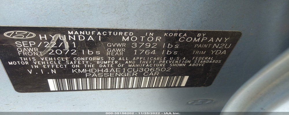 KMHDH4AE1CU306502 2012 HYUNDAI ELANTRA photo no. 9