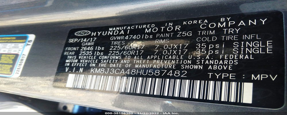 KM8J3CA48HU587482 2017 HYUNDAI TUCSON photo no. 9