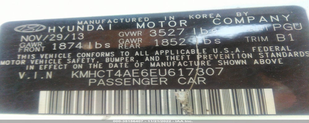 KMHCT4AE6EU617307 2014 HYUNDAI ACCENT photo no. 9