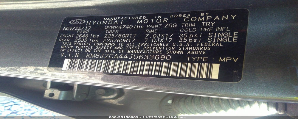 KM8J2CA44JU633690 2018 HYUNDAI TUCSON photo no. 9