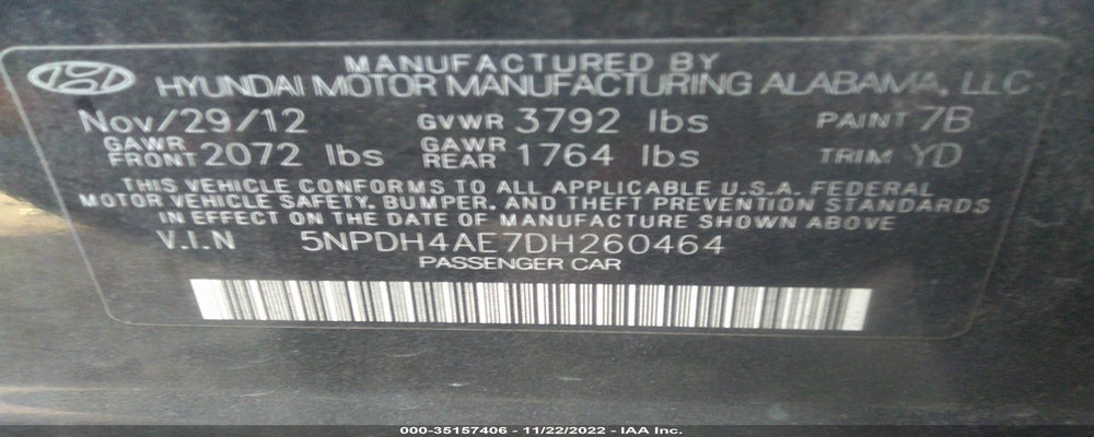 5NPDH4AE7DH260464 2013 HYUNDAI ELANTRA photo no. 9