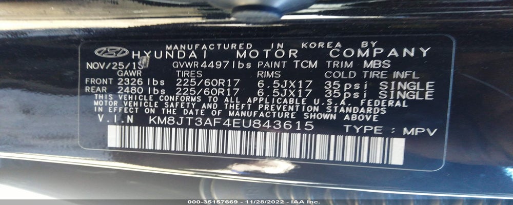 KM8JT3AF4EU843615 2014 HYUNDAI TUCSON photo no. 9